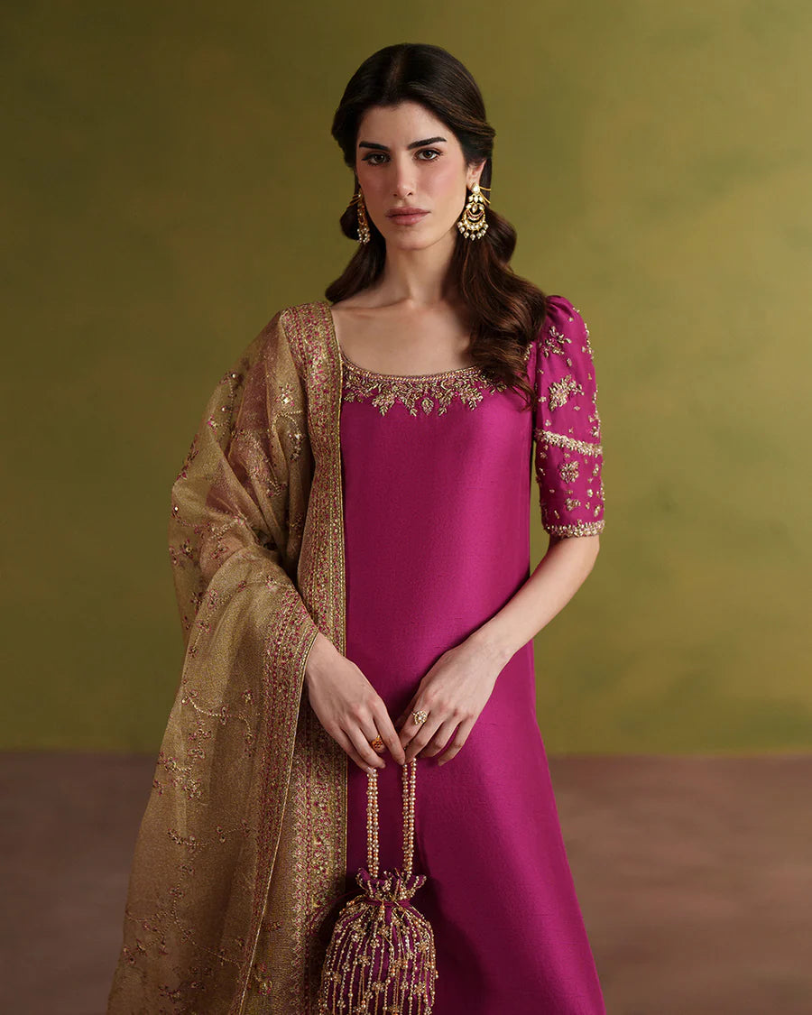 Faiza Saqlain | 3 Piece Unstitched Embroidered Tussle Silk | Kissa