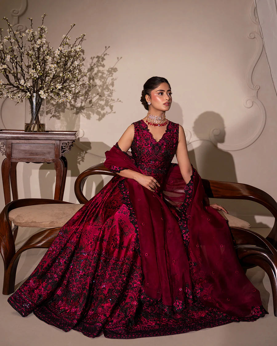 Faiza Saqlain | 3 Piece Unstitched Embroidered Shamose Silk | Havin