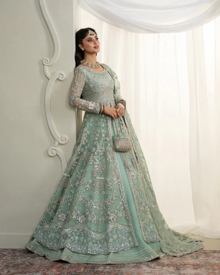 Faiza Saqlain | 3 Piece Unstitched Embroidered Lehenga | Selin