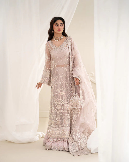 Faiza Saqlain | 3 Piece Unstitched Embroidered Organza Dress | ELA