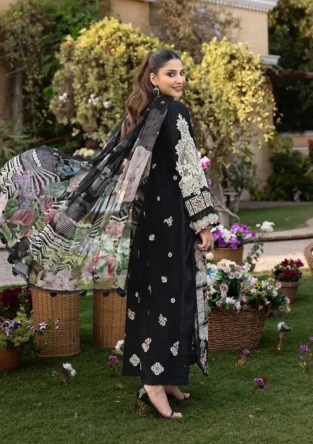 Elaf Premium | 3 Piece Unstitched Embroidered Lawn | ELM-04 MAHJABEEN