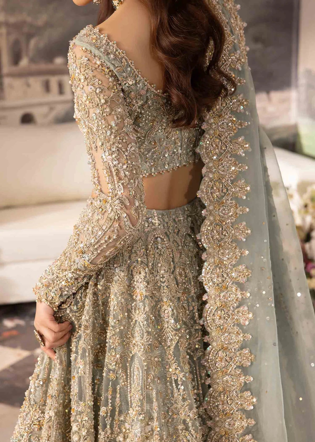 Kanwal Malik | 3 Piece Unstitched Raw Silk Lehenga | Tania