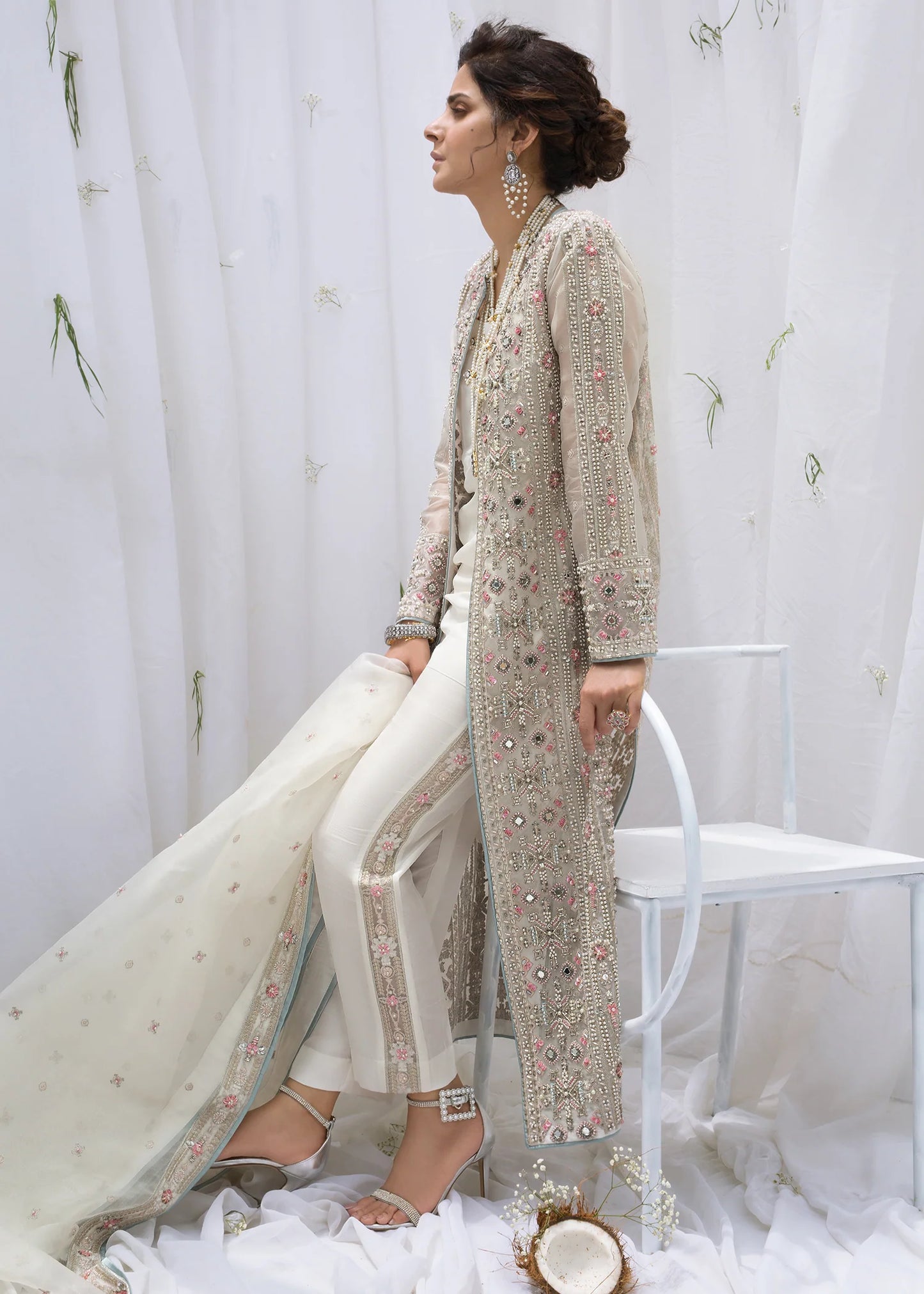 Hussain Rehar | 3 Piece Unstitched Embroidered Raw Silk | Rococo