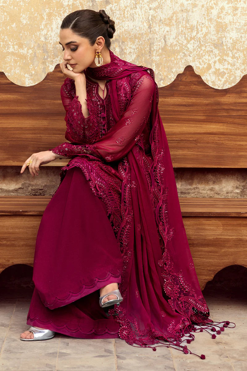 Qalamkar | 3 Piece Unstitched Embroidered Chiffon | SIOFE