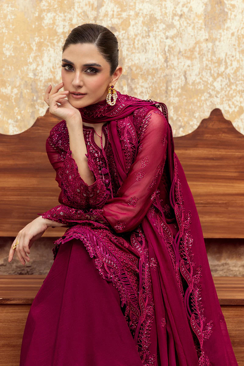 Qalamkar | 3 Piece Unstitched Embroidered Chiffon | SIOFE