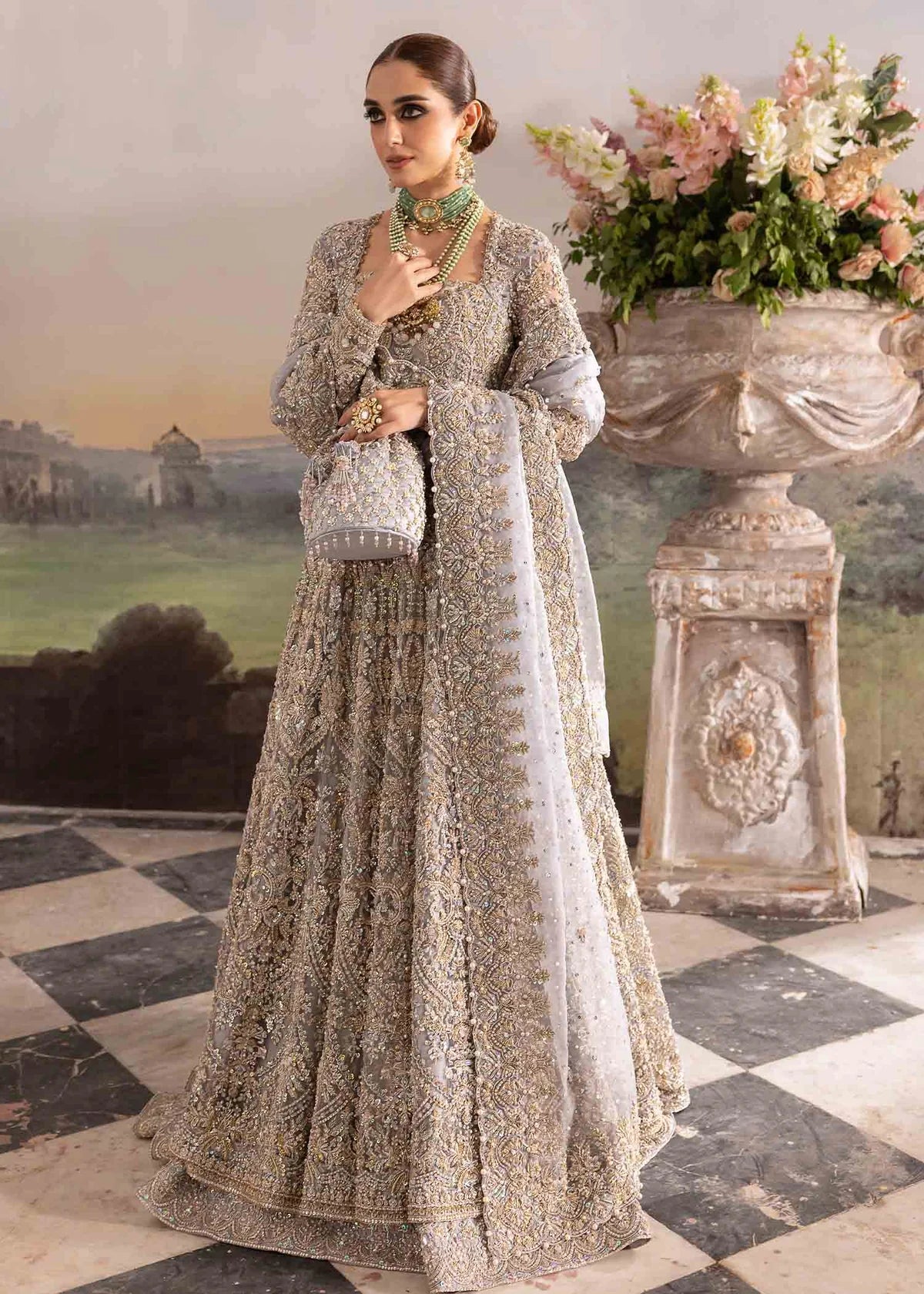 Kanwal Malik | 3 Piece Unstitched Raw Silk Lehenga | Tania
