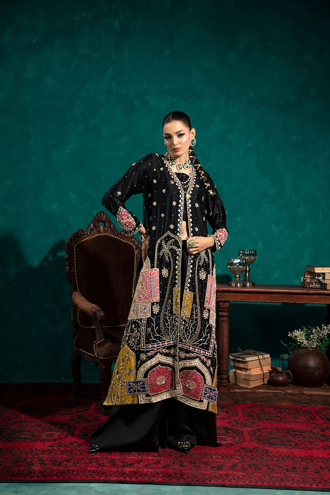 Saira Noor | 3 Piece Unstitched Embroidered Sheesha Silk | Avela