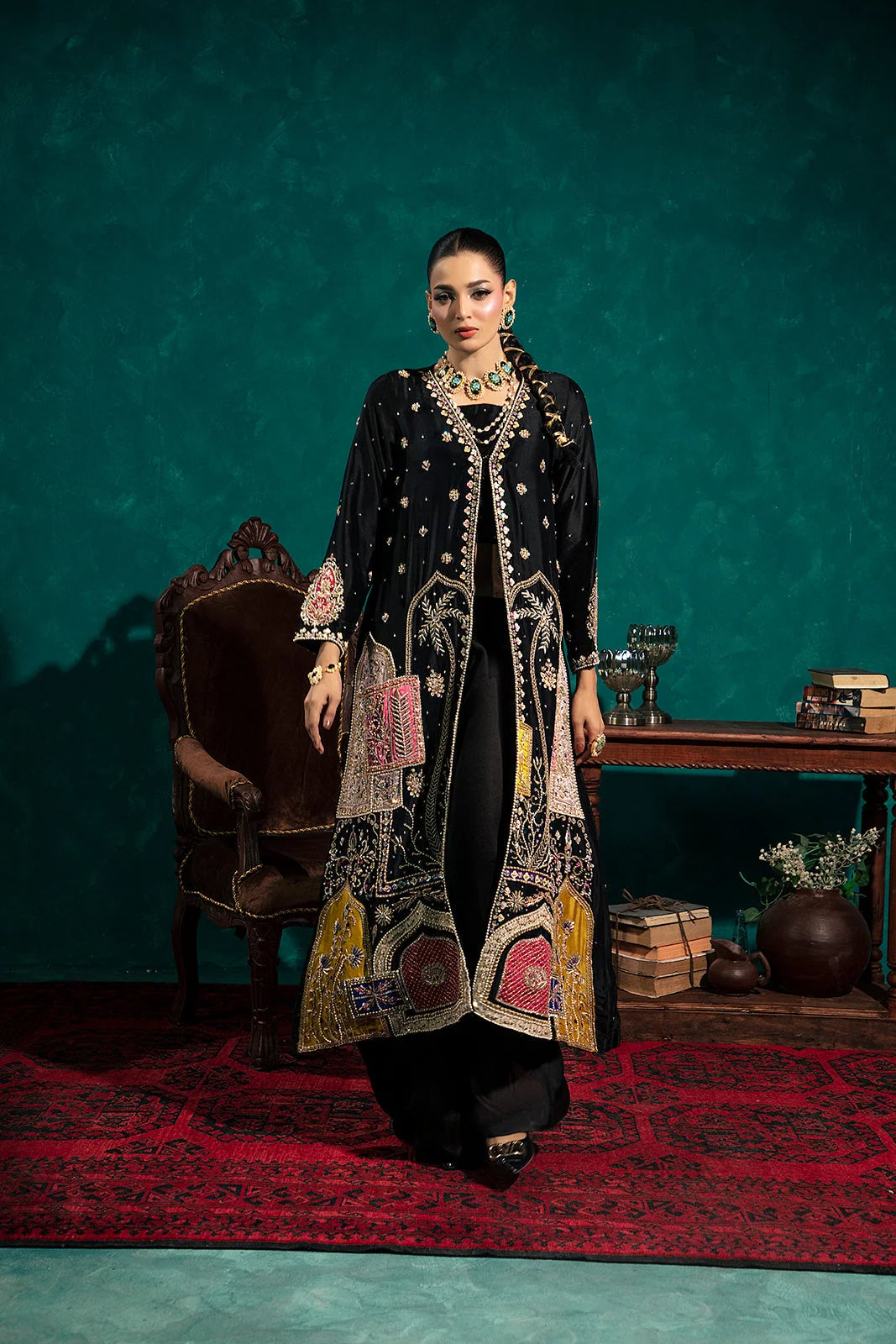 Saira Noor | 3 Piece Unstitched Embroidered Sheesha Silk | Avela
