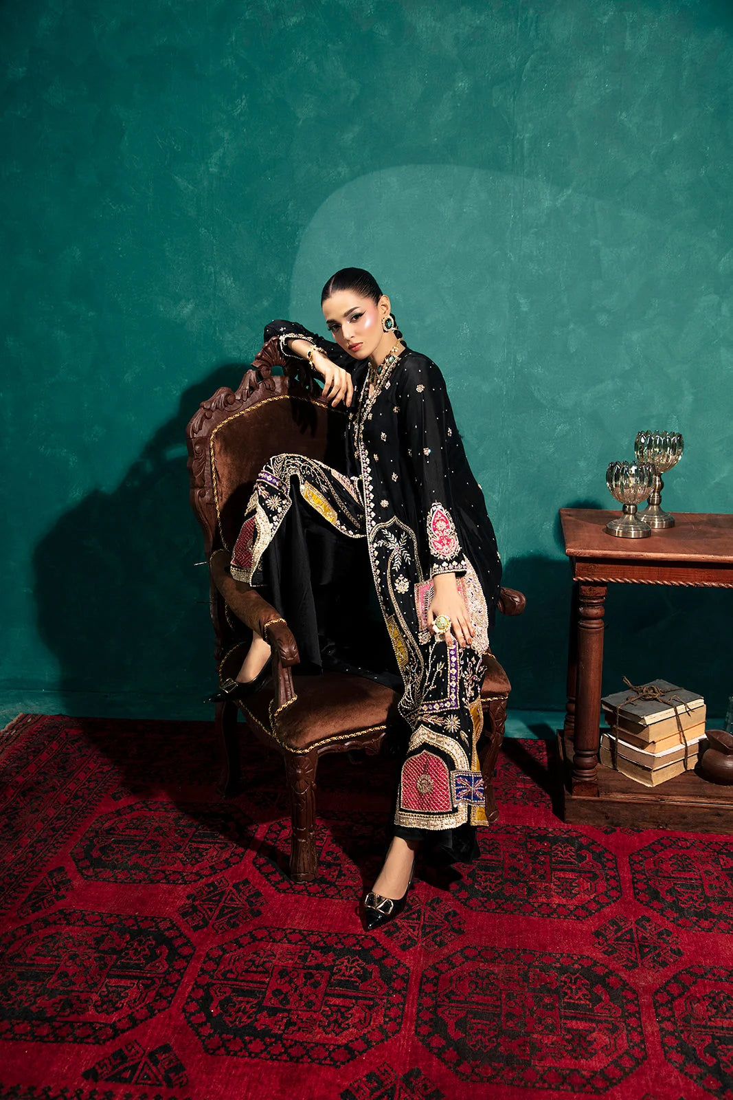 Saira Noor | 3 Piece Unstitched Embroidered Sheesha Silk | Avela