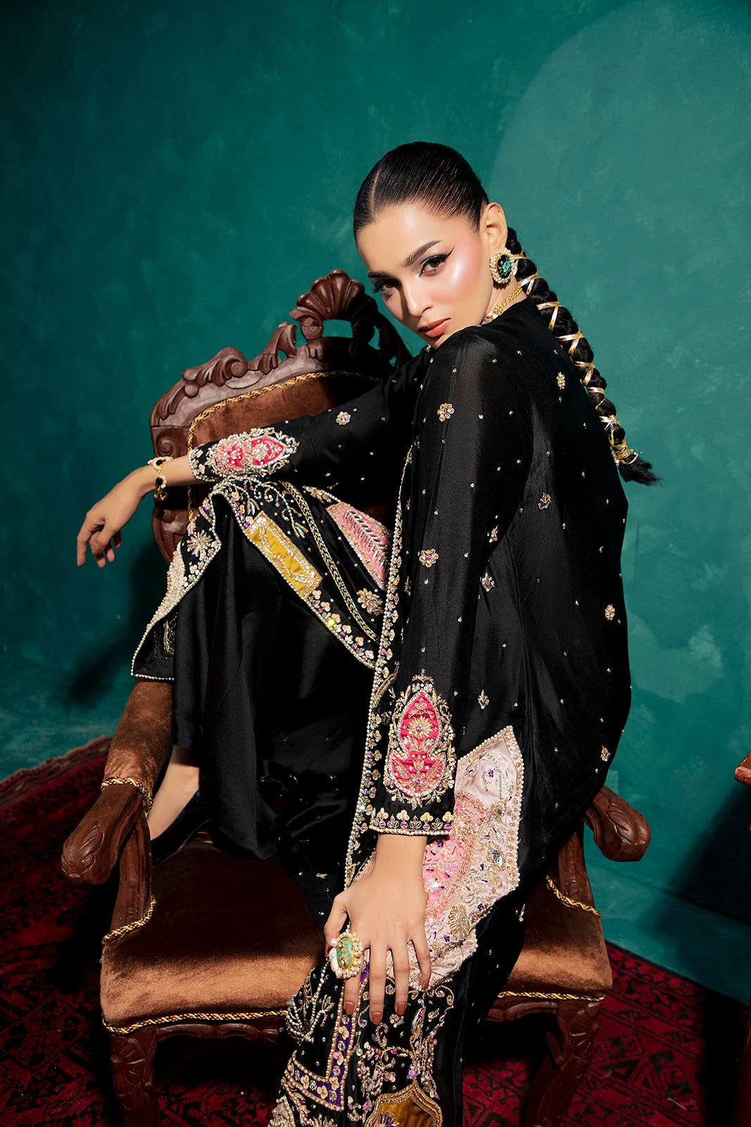 Saira Noor | 3 Piece Unstitched Embroidered Sheesha Silk | Avela