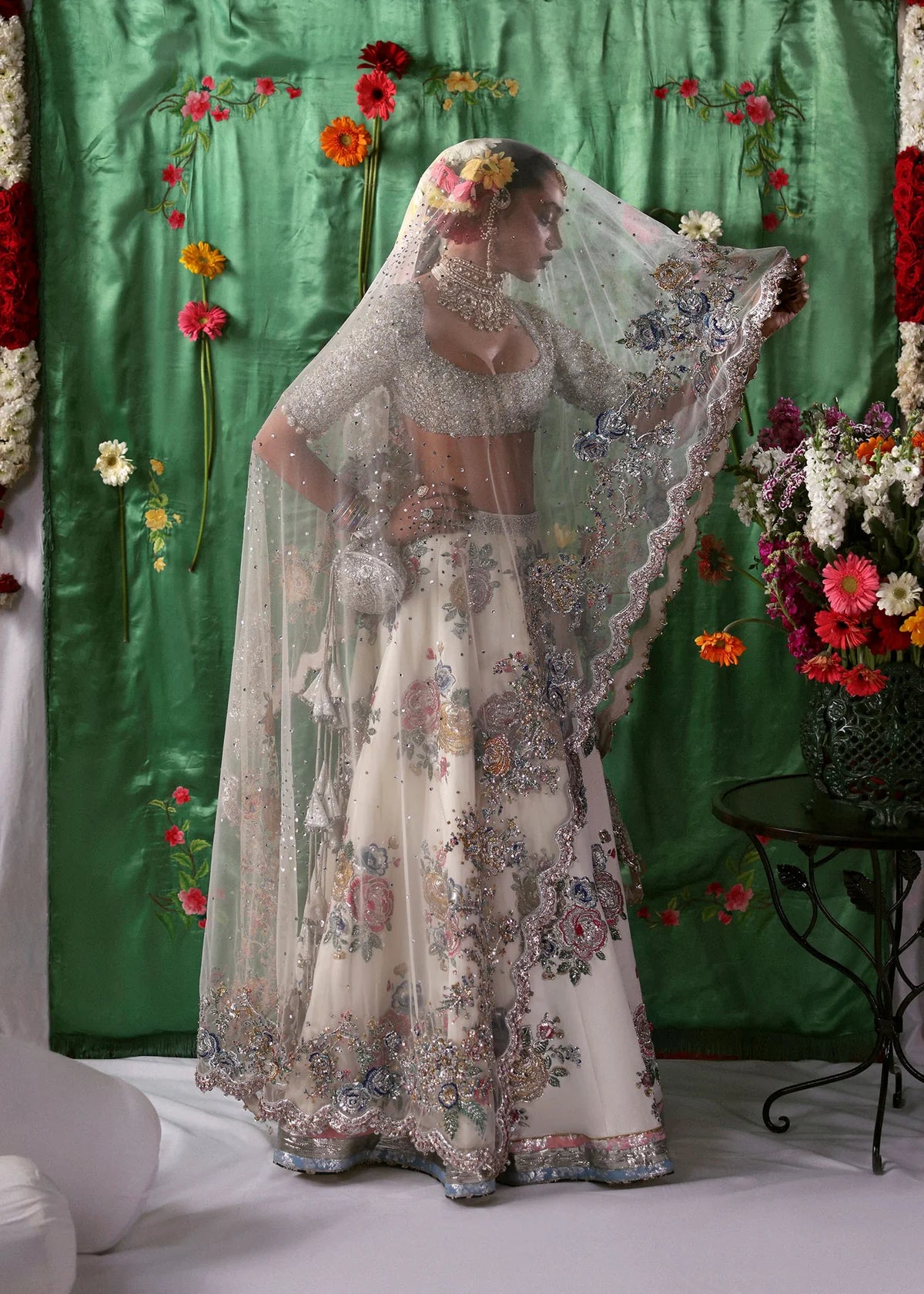 Hussain Rehar | 3 Piece Unstitched Embroidered Bridal Dress | Raks