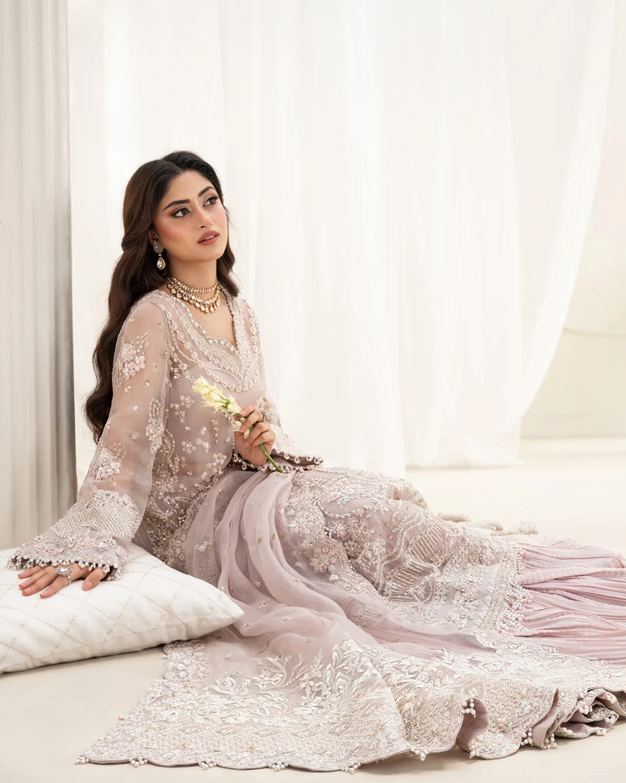 Faiza Saqlain | 3 Piece Unstitched Embroidered Organza Dress | ELA