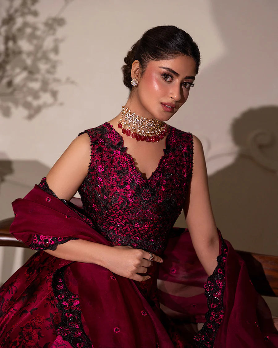 Faiza Saqlain | 3 Piece Unstitched Embroidered Shamose Silk | Havin