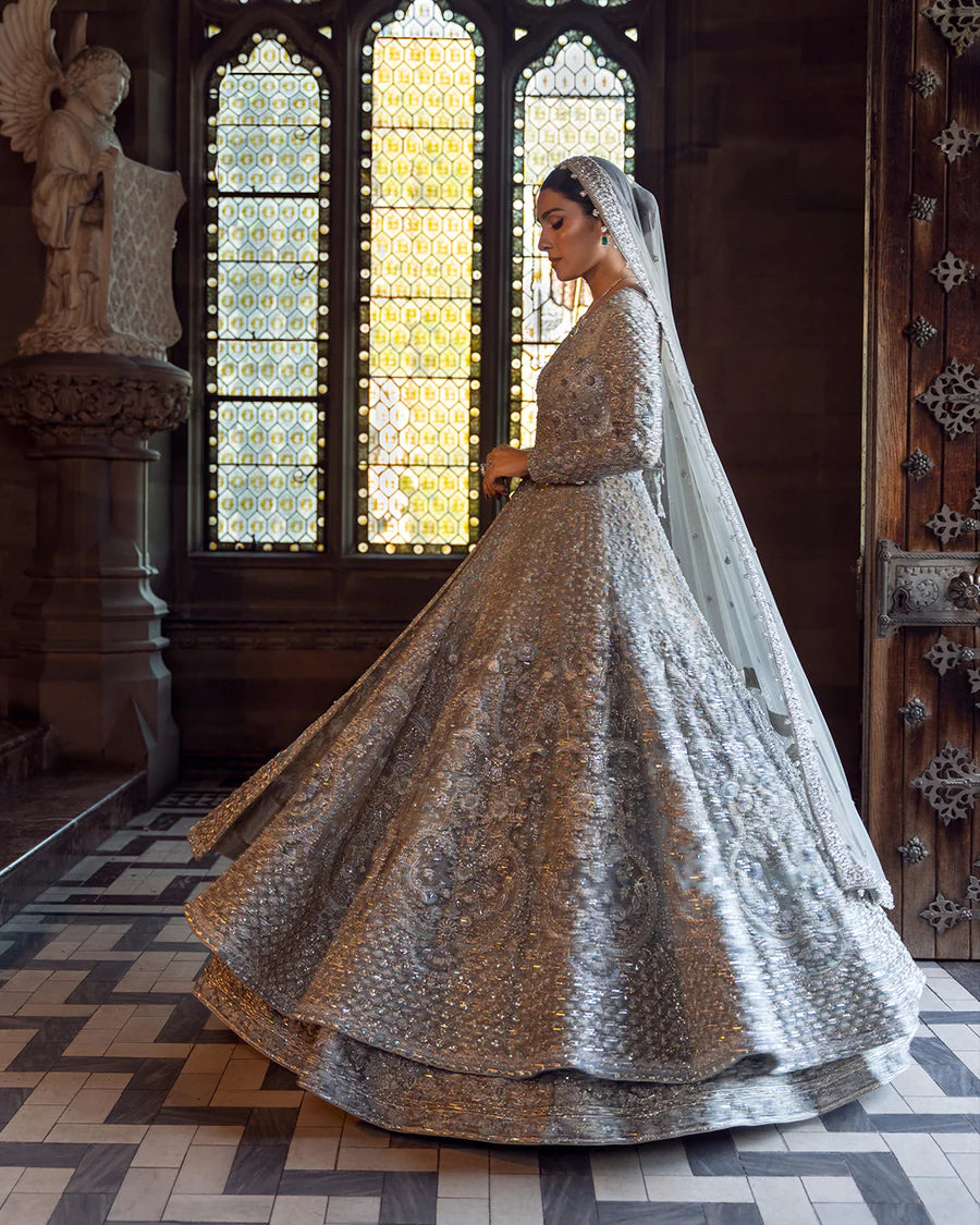 Faiza Saqlain | 3 Piece Unstitched Embroidered Bridal Lehenga | Ayana