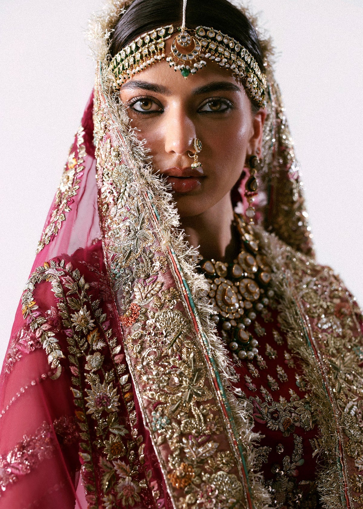 Hussain Rehar | 3 Piece Unstitched Embellished satin choli Lehenga | Naunihal