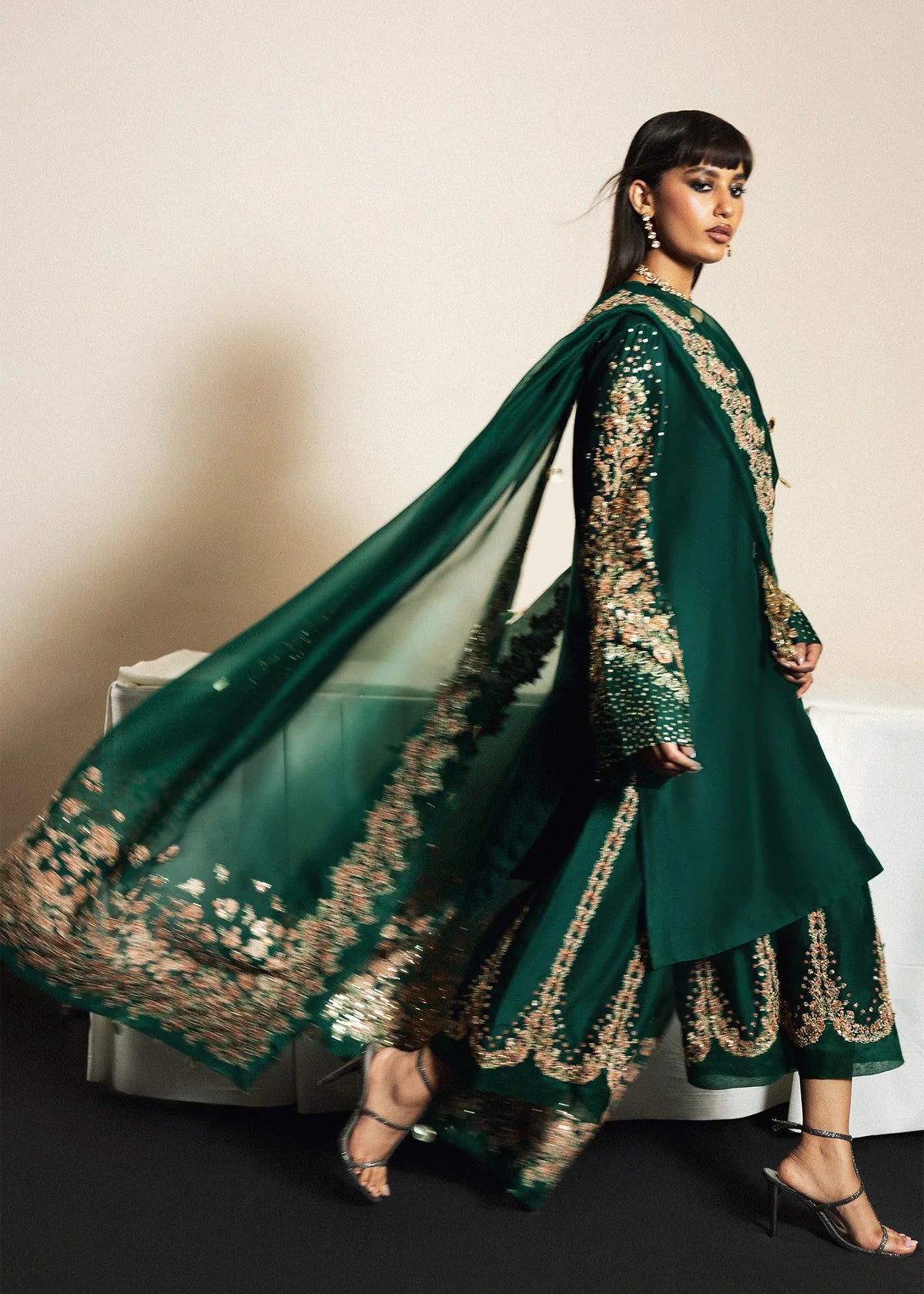 Hussain Rehar | 3 Piece Unstitched Embroidered Raw Silk | Noor Lepoque