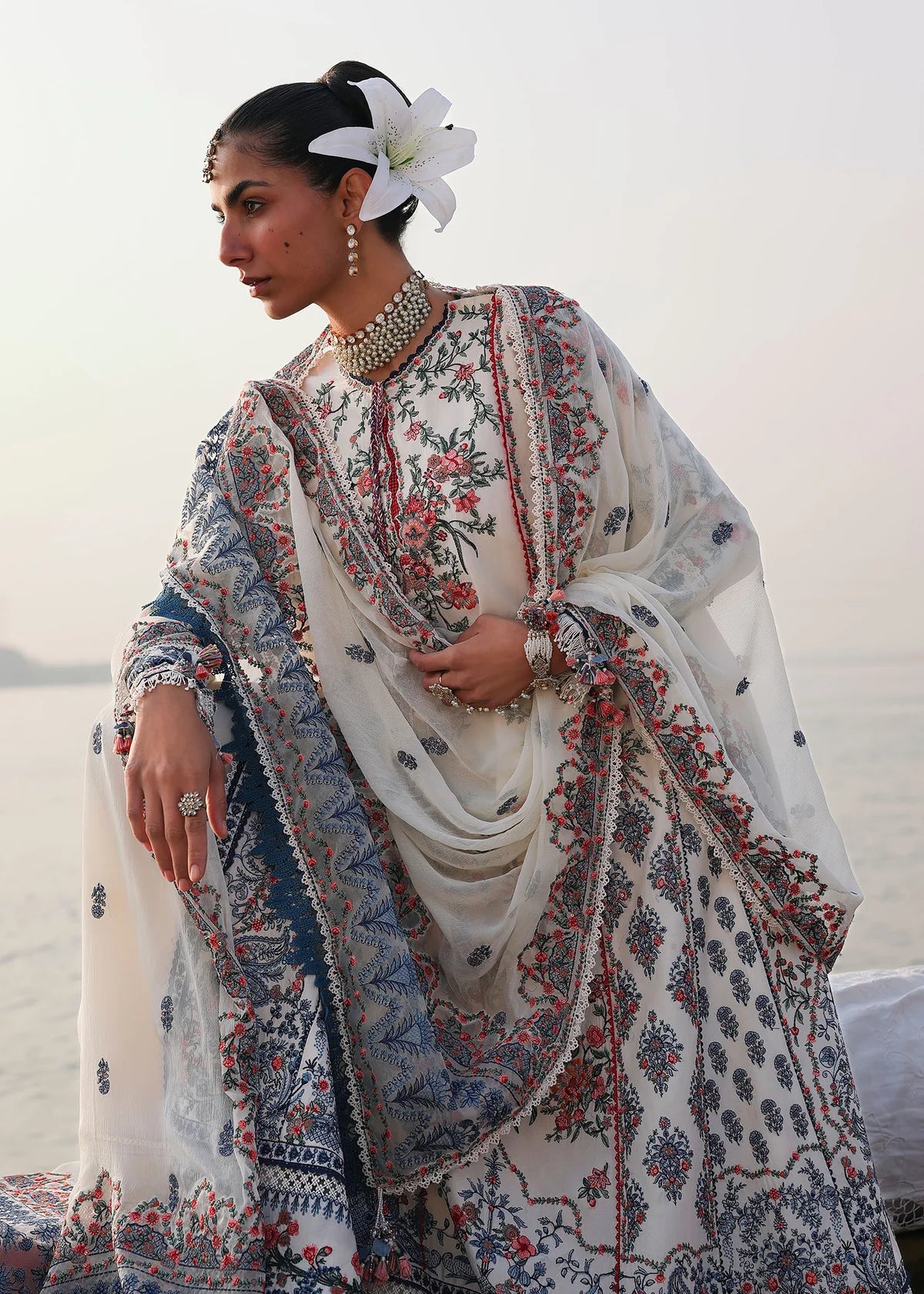 Hussain Rehar |  3 Piece Unstitched Embroidered Lawn | Yuki