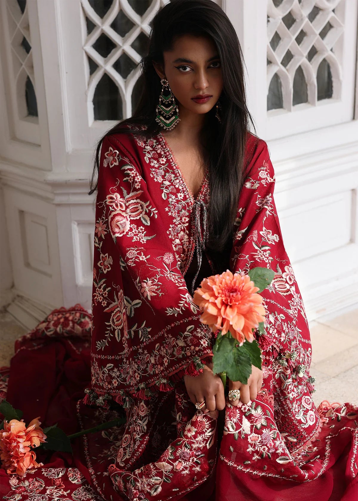 Hussain Rehar | 3 Piece Unstitched Embroidered Lawn | Kastanaa