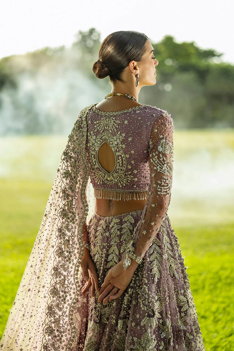 Mushq | Net Purple Lehenga Choli Embroidered | Mirabelle