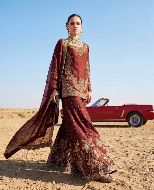 Ahmad Sultan | 3 Piece Unstitched Embroidered Tussle Silk | Aethel