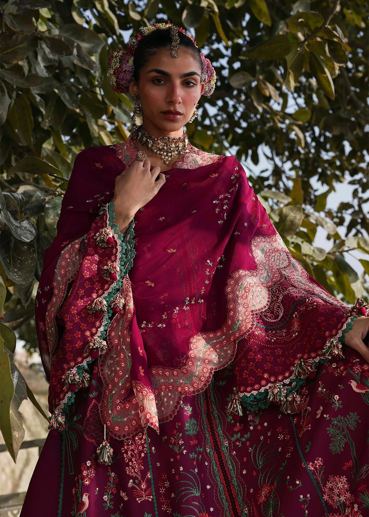 Hussain Rehar | 3 Piece Unstitched Embroidered Lawn | Anjas