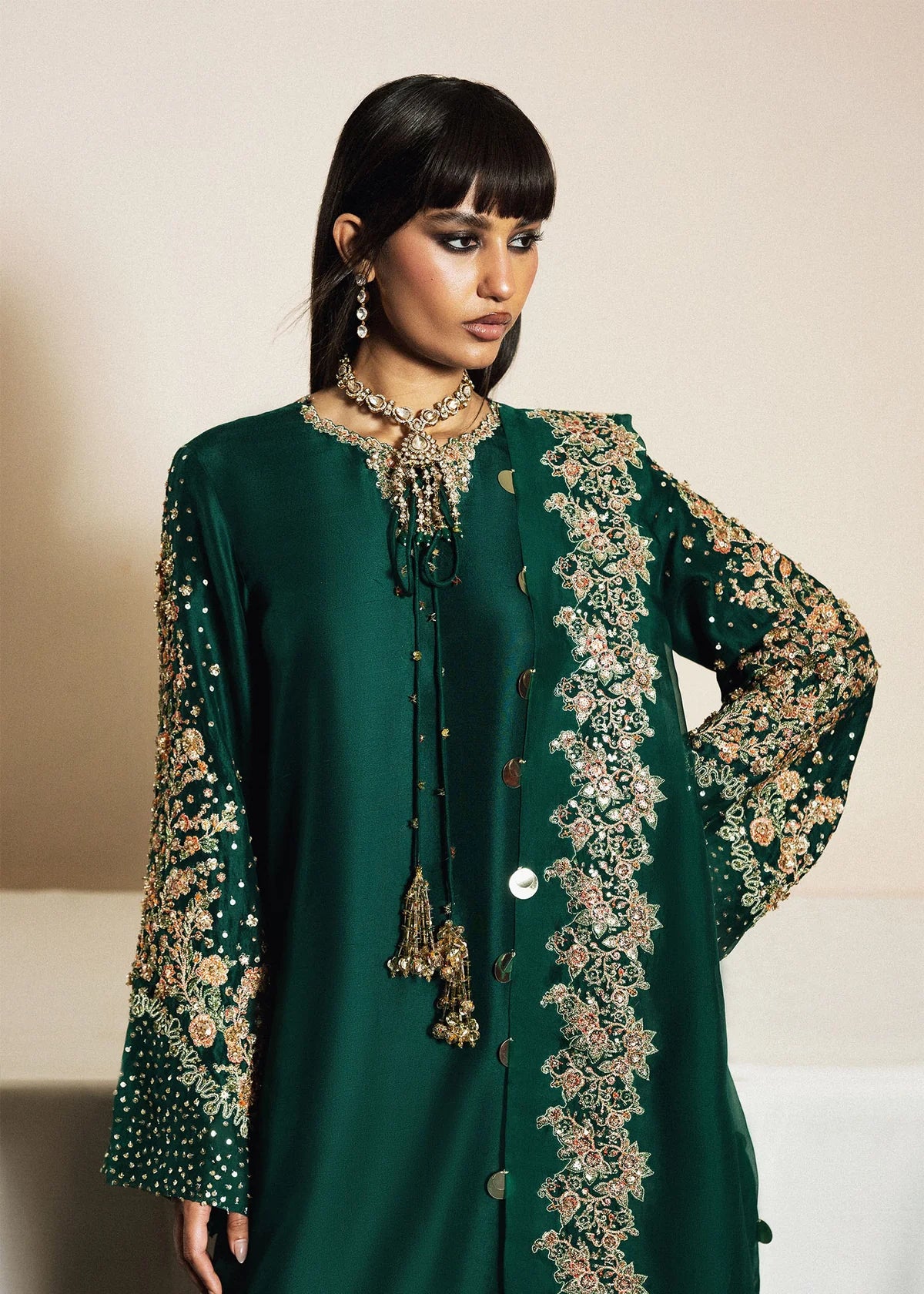 Hussain Rehar | 3 Piece Unstitched Embroidered Raw Silk | Noor Lepoque