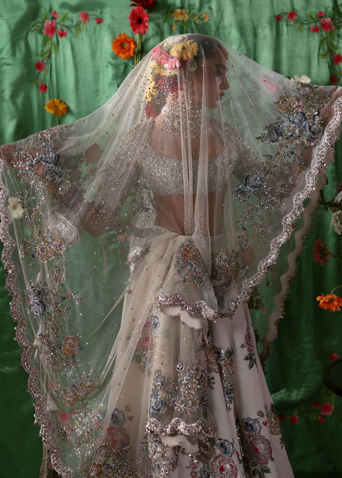 Hussain Rehar | 3 Piece Unstitched Embroidered Bridal Dress | Raks