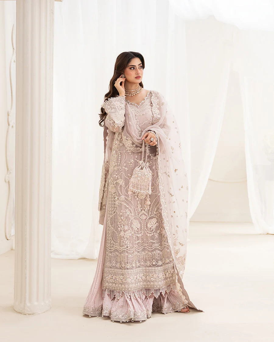 Faiza Saqlain | 3 Piece Unstitched Embroidered Organza Dress | ELA