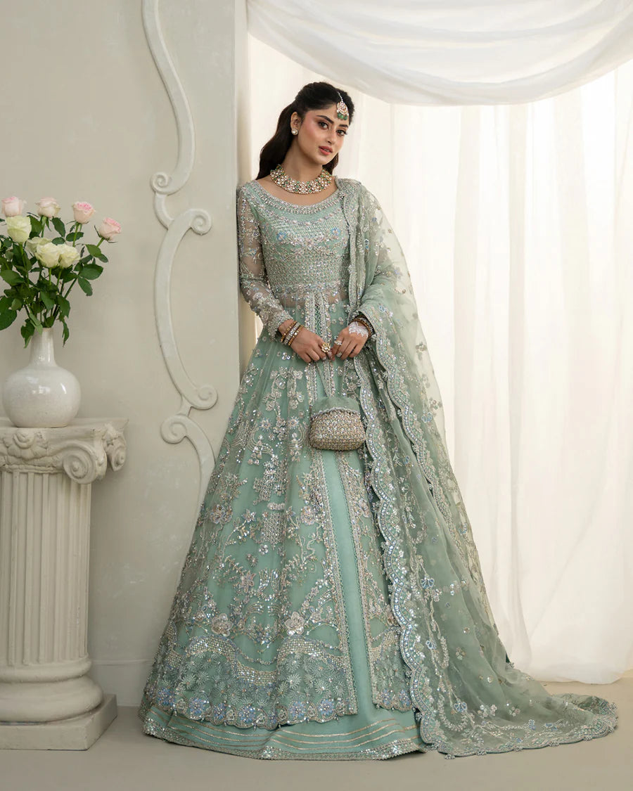 Faiza Saqlain | 3 Piece Unstitched Embroidered Lehenga | Selin