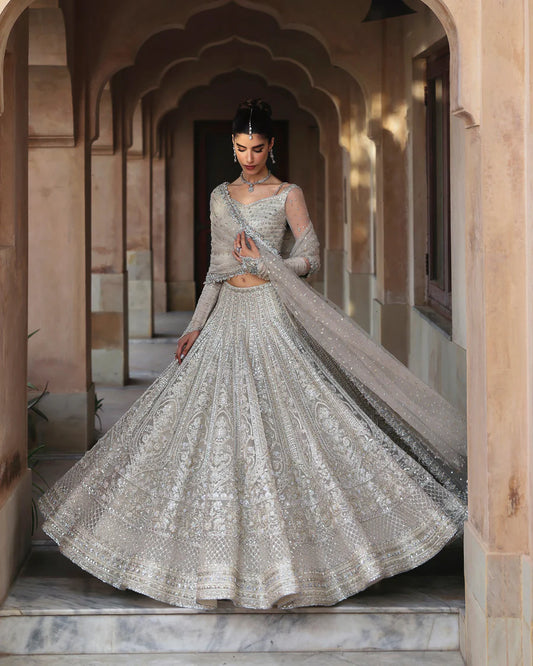 Faiza Saqlain | Unstitched Embellished Net Choli with Lehenga | Cammi