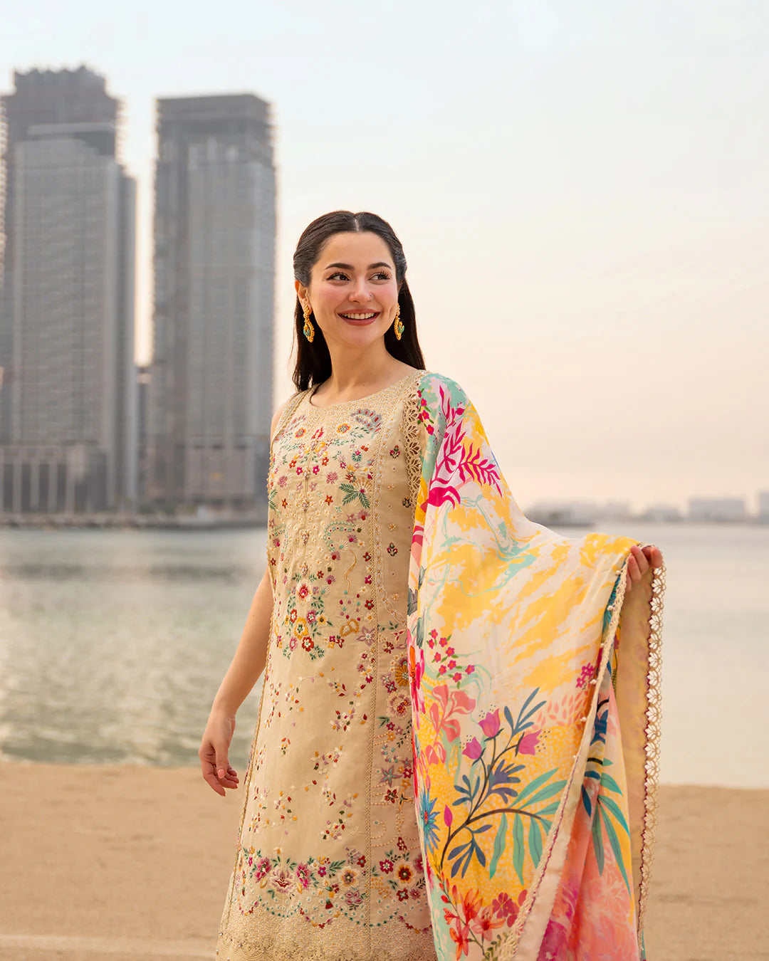 Faiza Saqlain | 3 Piece Unstitched Embroidered Lawn | Merjem