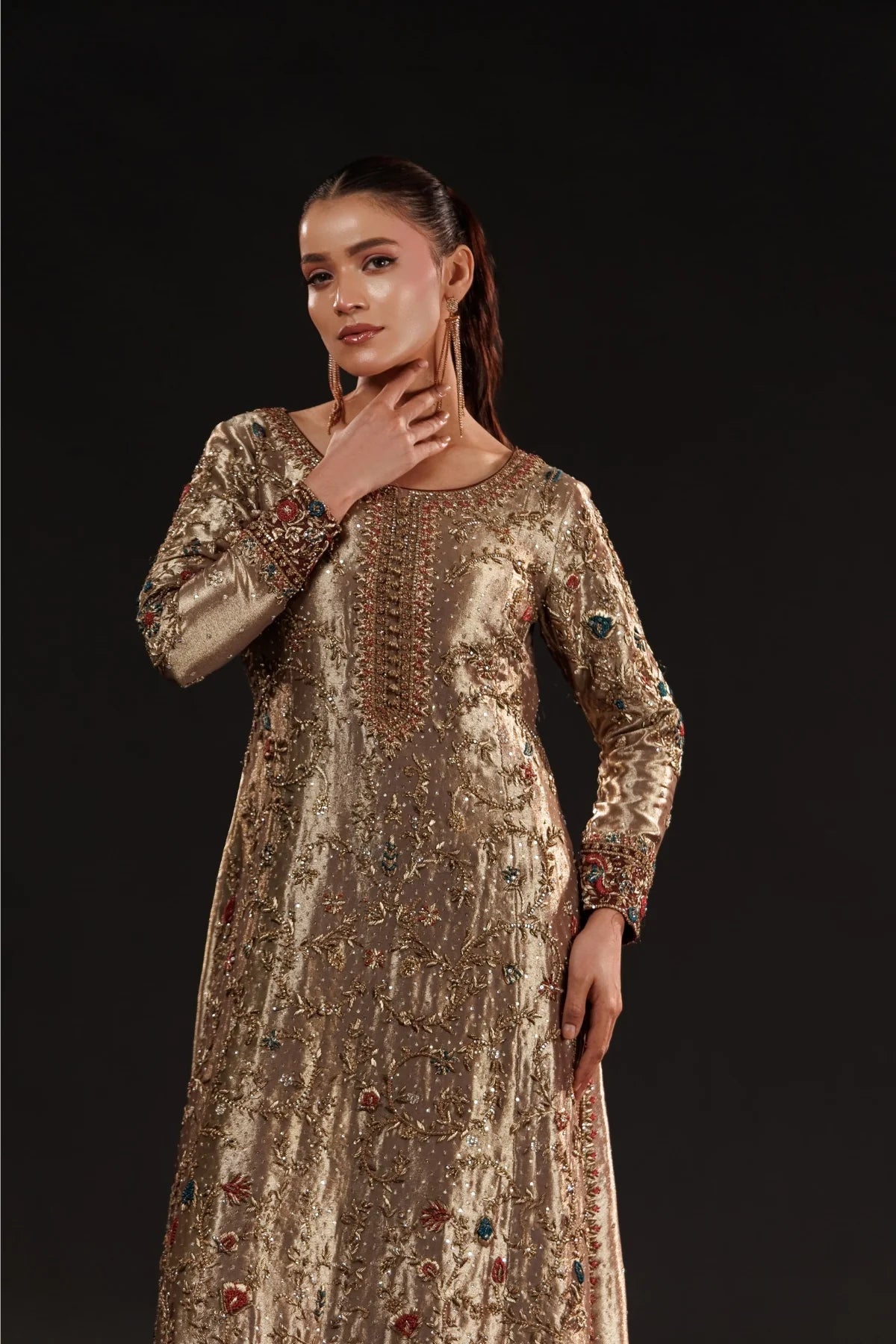 Usama | 3 Piece Unstitched Embroidered Silk | Gilded Mosaic