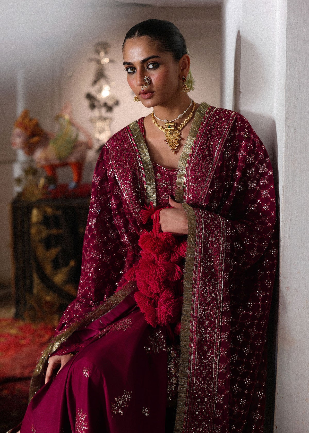 Hussain Rehar | 3 Piece Unstitched Embroidered Raw Silk | Gulpanra