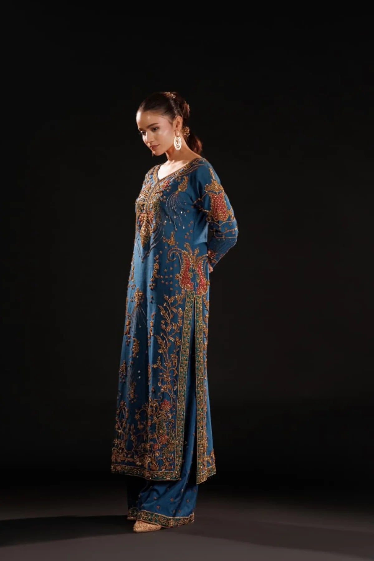 Usama | 3 {iece Unstitched Embroidered Tussle Silk | Azure Dynasty