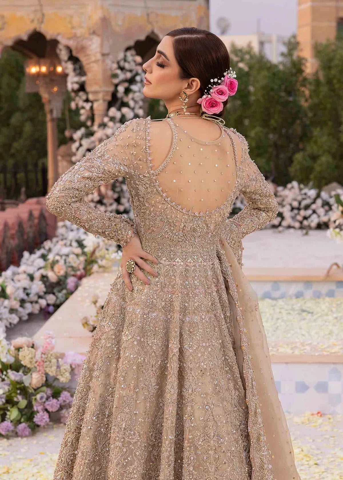 Kanwal Malik | 3 Piece Unstitched Embroidered Kathaan Organza (16Pannels) | Mirani