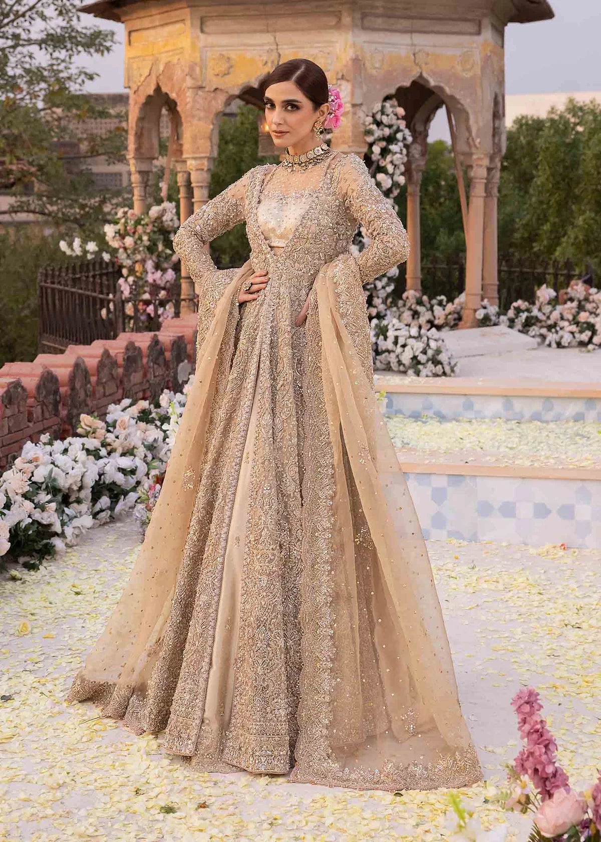 Kanwal Malik | 3 Piece Unstitched Embroidered Kathaan Organza (16Pannels) | Mirani