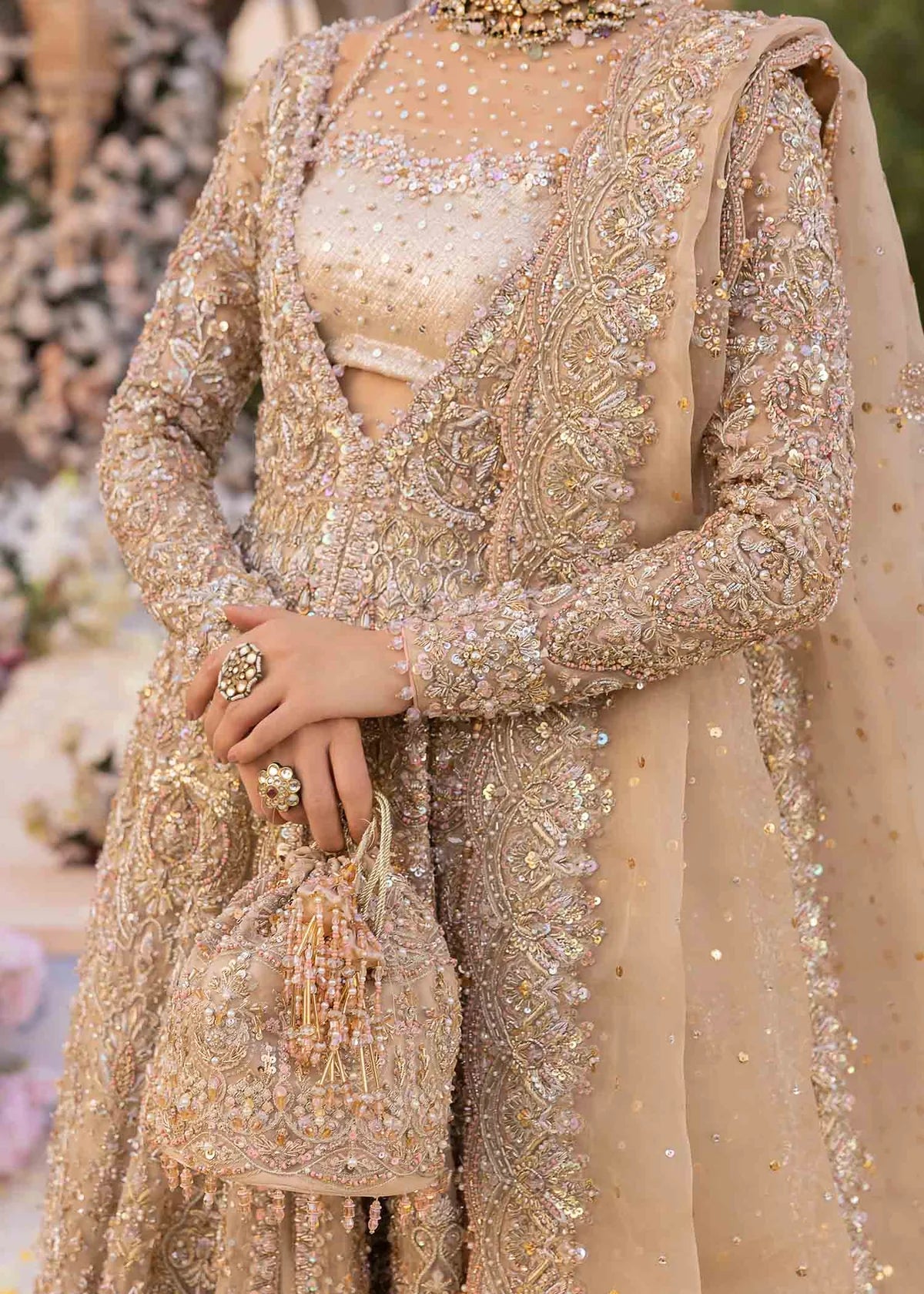 Kanwal Malik | 3 Piece Unstitched Embroidered Kathaan Organza (16Pannels) | Mirani