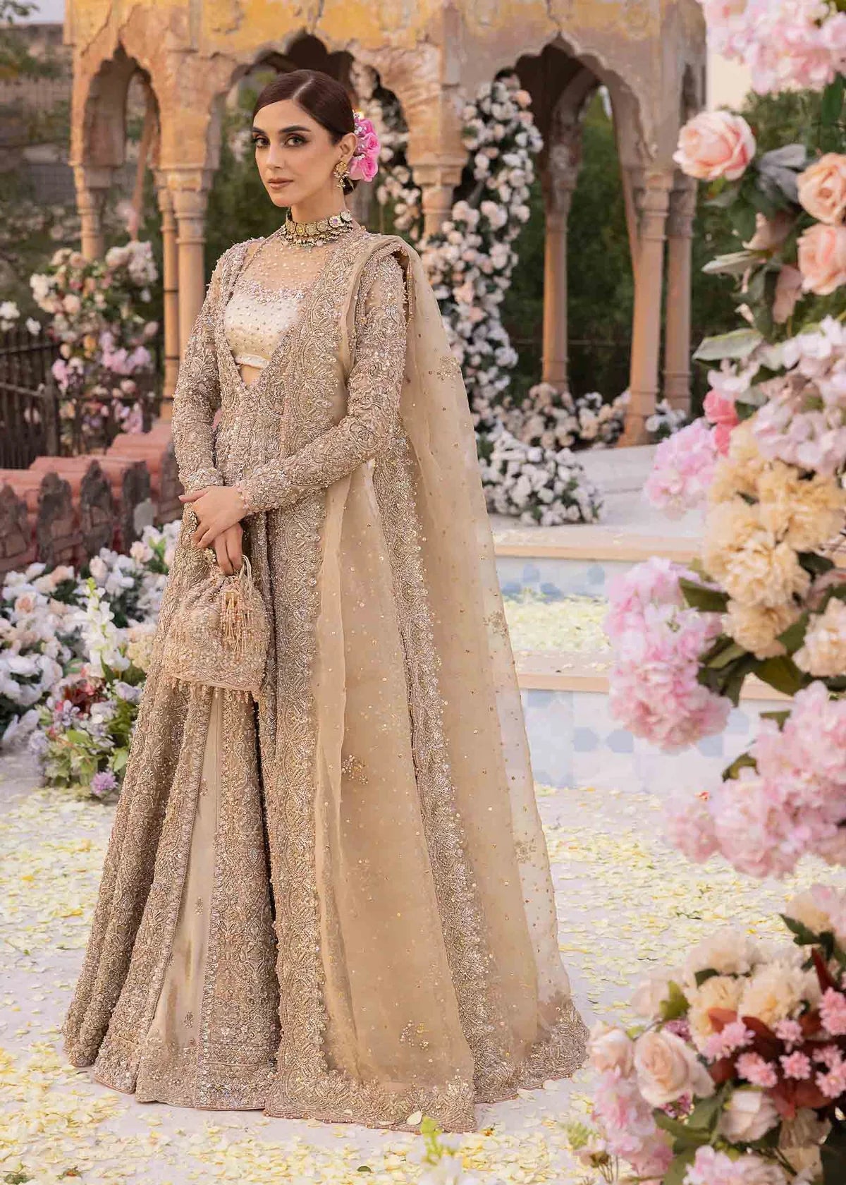 Kanwal Malik | 3 Piece Unstitched Embroidered Kathaan Organza (16Pannels) | Mirani