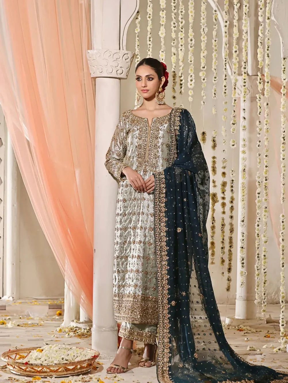 Haris Shakeel | 3 Piece Unstitched Embroidered Zari Silk | Mahnoor