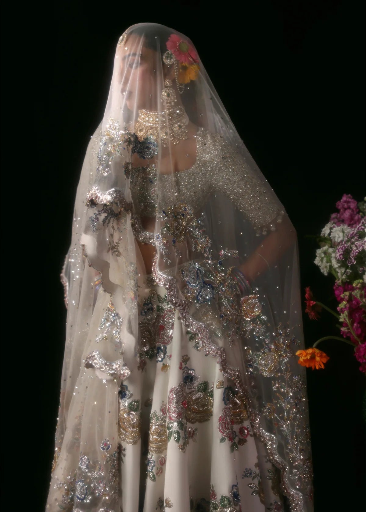 Hussain Rehar | 3 Piece Unstitched Embroidered Bridal Dress | Raks