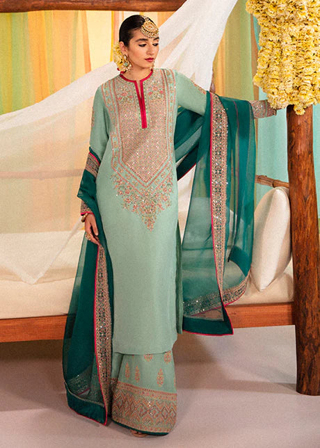 Hussain Rehar | 3 Piece Unstitched Embroidered Raw Silk | Imroz