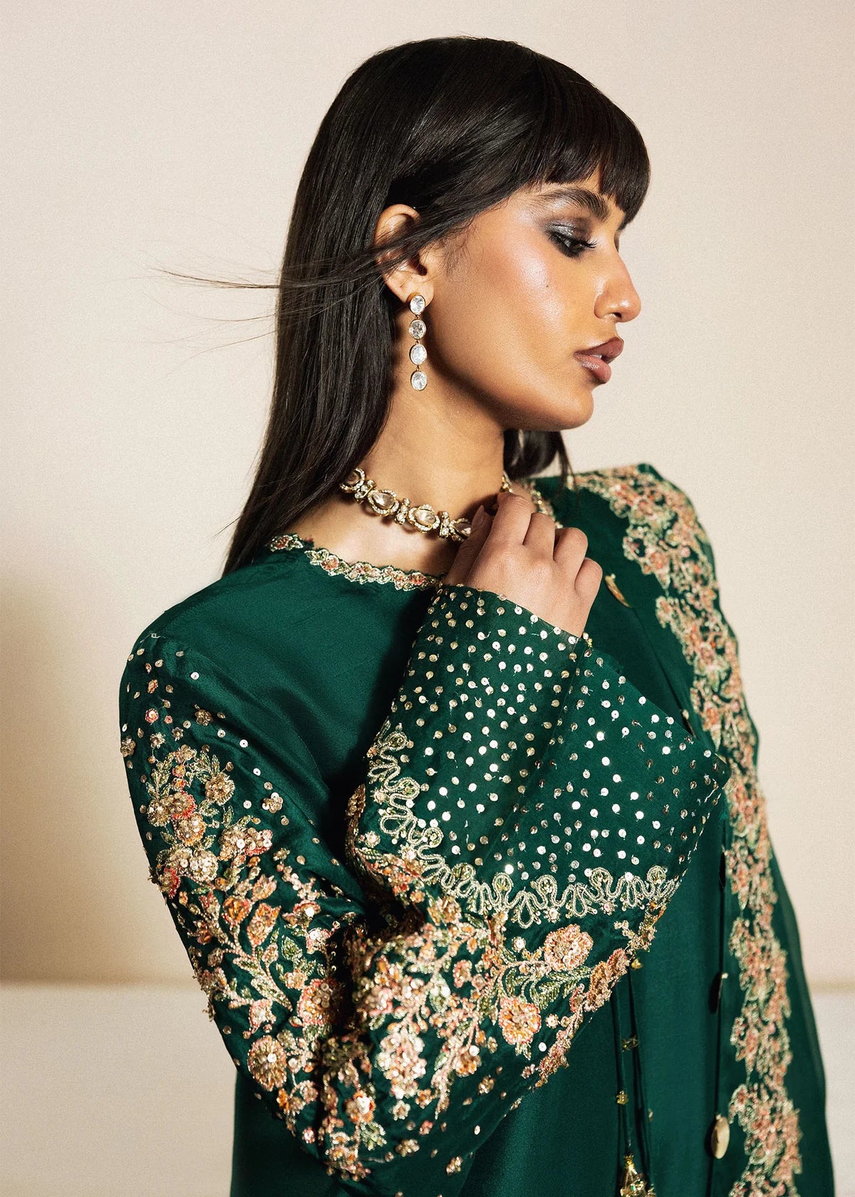 Hussain Rehar | 3 Piece Unstitched Embroidered Raw Silk | Noor Lepoque