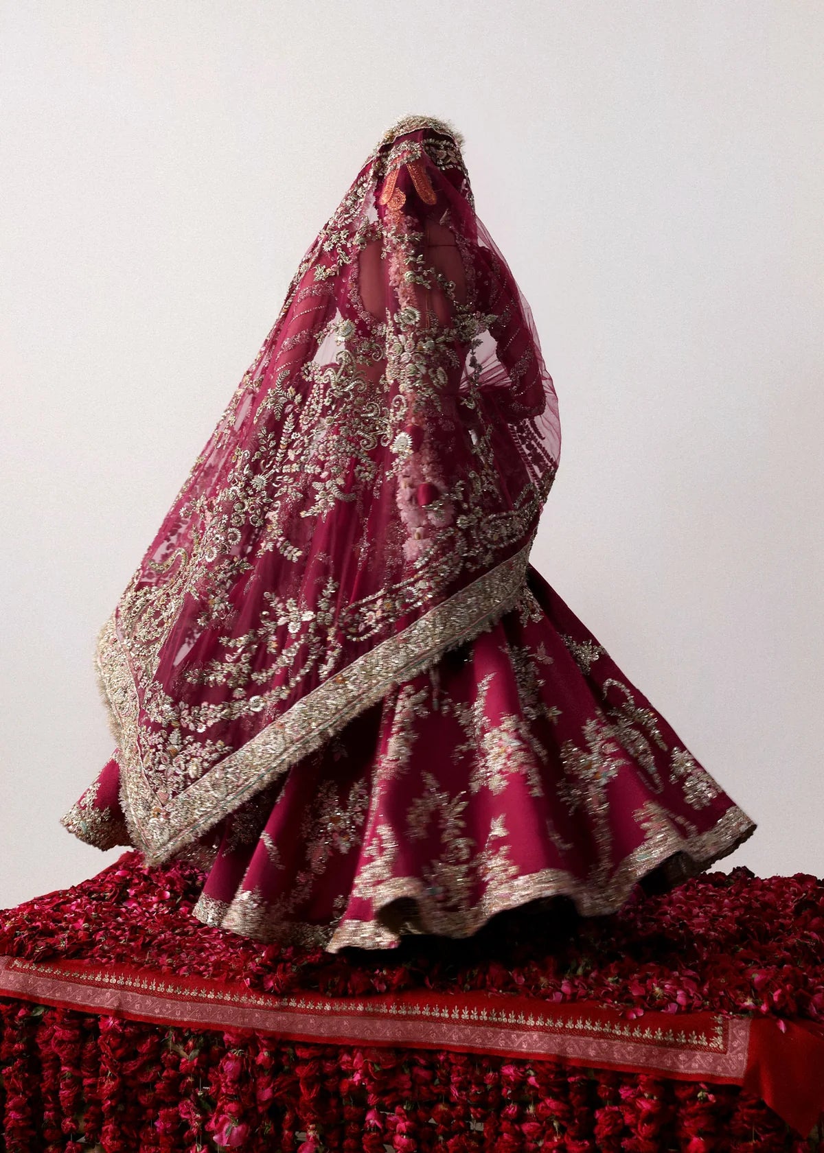 Hussain Rehar | 3 Piece Unstitched Embellished satin choli Lehenga | Naunihal