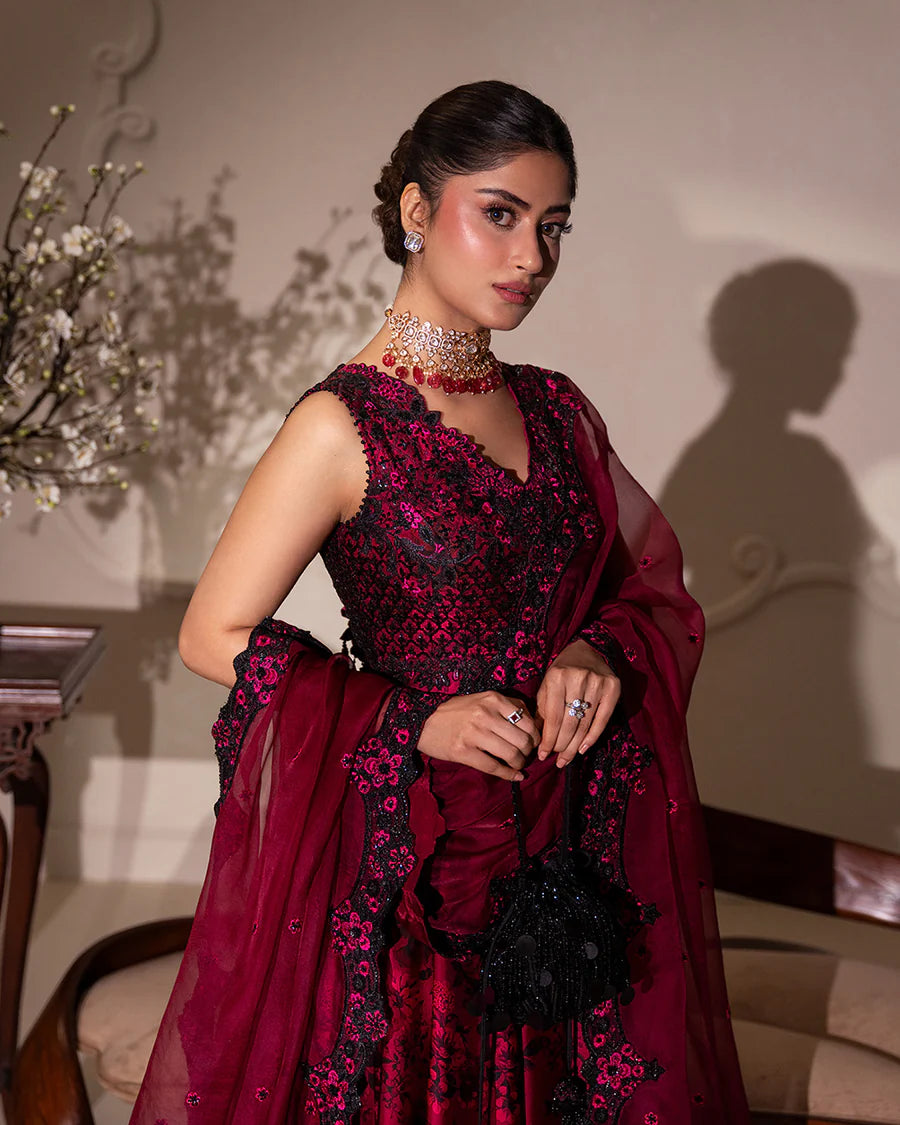 Faiza Saqlain | 3 Piece Unstitched Embroidered Shamose Silk | Havin
