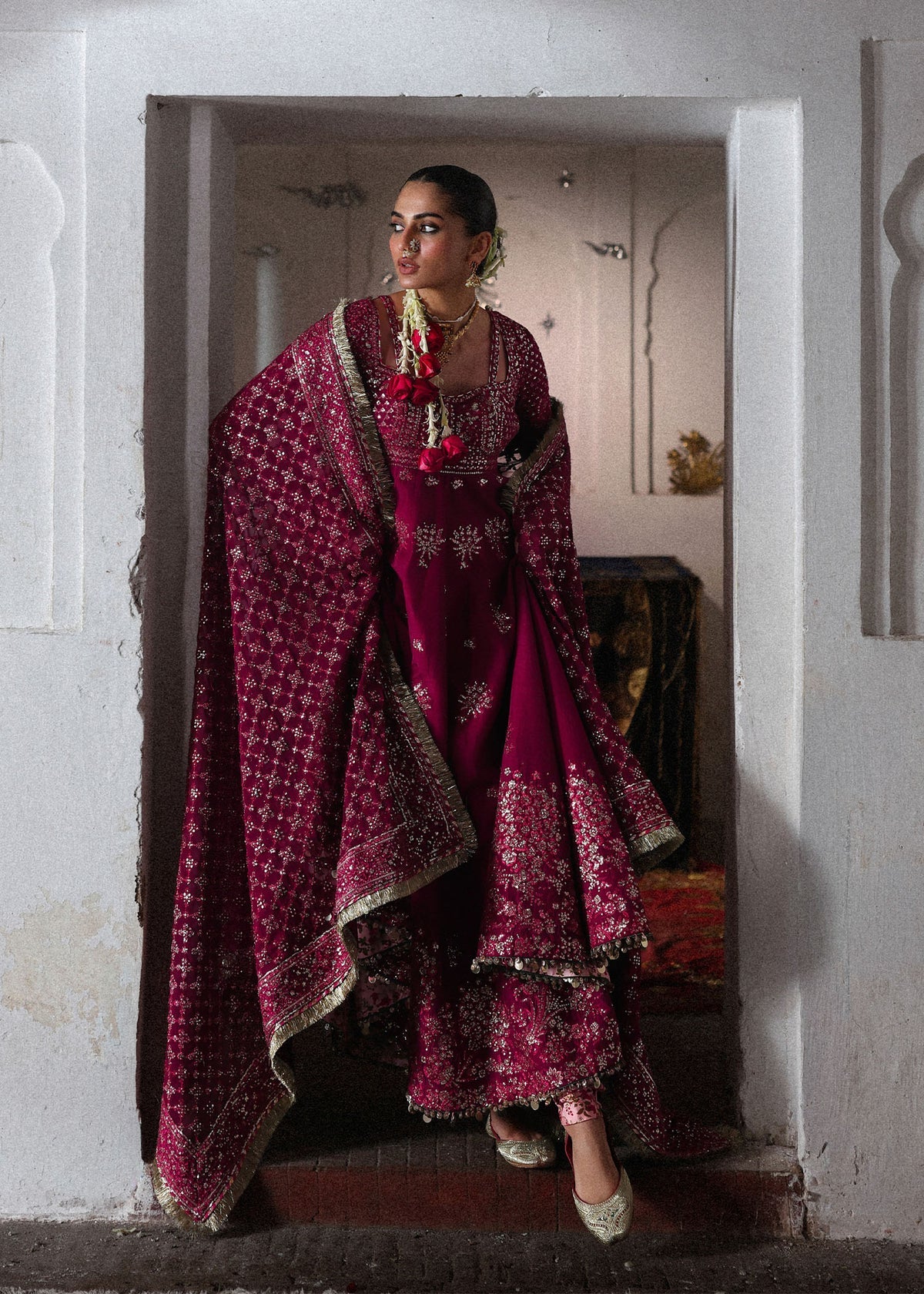 Hussain Rehar | 3 Piece Unstitched Embroidered Raw Silk | Gulpanra