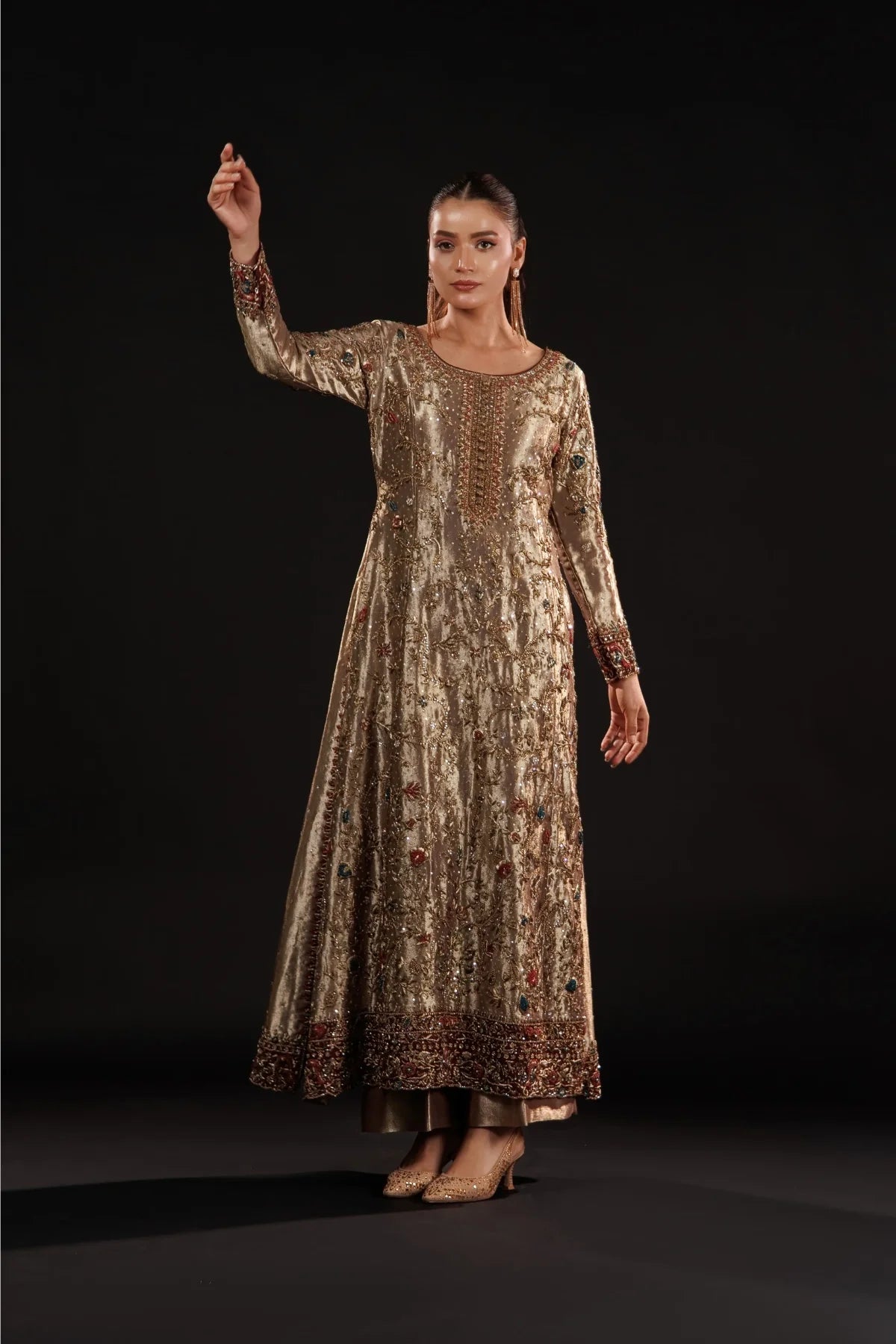 Usama | 3 Piece Unstitched Embroidered Silk | Gilded Mosaic