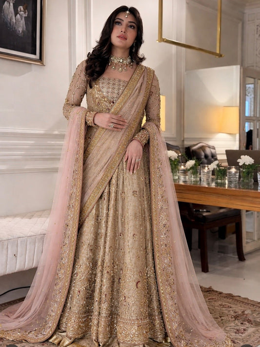 Haris Shakeel | 3 Piece Unstitched Embroidered Zari (Double Dupatta) | Sahar Blue