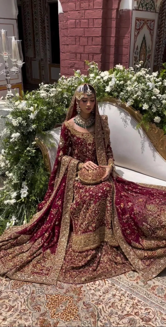 Haris Shakeel | 3 Piece Unstitched Embroidered Bridal Dress | Ishq Series Bridal ensemble