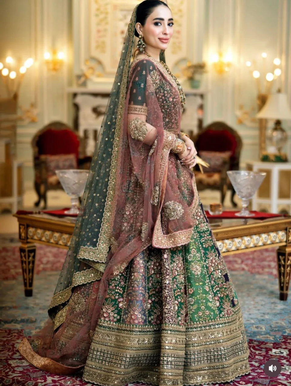 Sabyasachi Mukherjee | 3 Piece Unstitched Embroidered Lehenga |