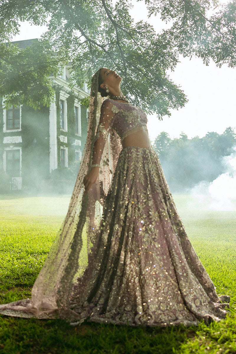 Mushq | Net Purple Lehenga Choli Embroidered | Mirabelle